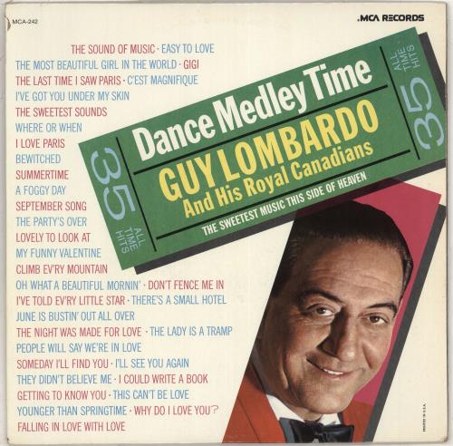 Guy Lombardo Dance Medley Time vinyl LP album (LP record) US GYOLPDA711208