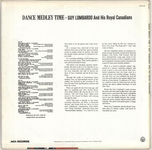 Guy Lombardo Dance Medley Time vinyl LP album (LP record) US GYOLPDA711208