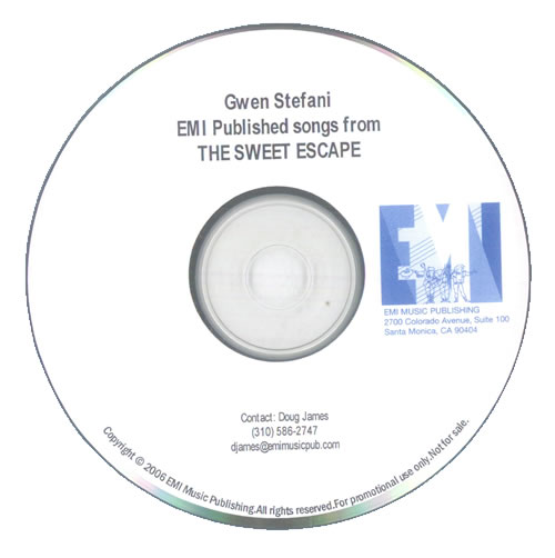 Gwen Stefani EMI Published Songs From The Sweet Escape CD-R acetate US GWSCREM540606