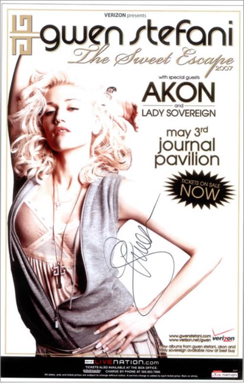 Gwen Stefani The Sweet Escape Tour 2007 - Autographed poster US GWSPOTH514178