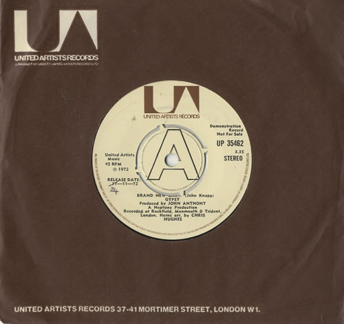 Gypsy Brand New Car - A Label 7" vinyl single (7 inch record / 45) UK GYY07BR483177