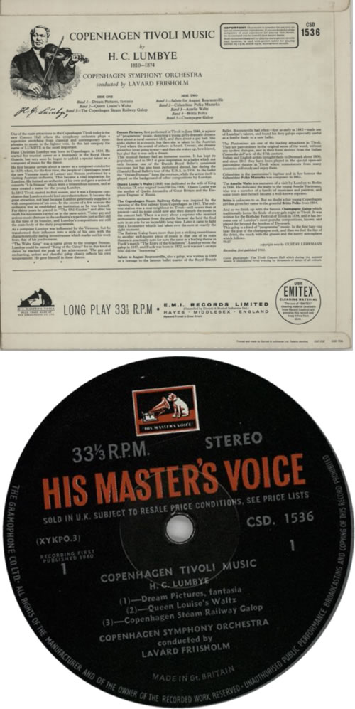 H. C. Lumbye Copenhagen Tivoli Music vinyl LP album (LP record) UK HBJLPCO615711