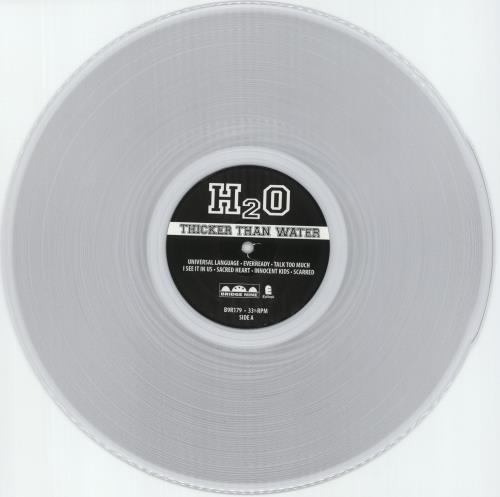 H2O (Punk) Thicker Than Water - Clear Vinyl vinyl LP album (LP record) US 02OLPTH867197