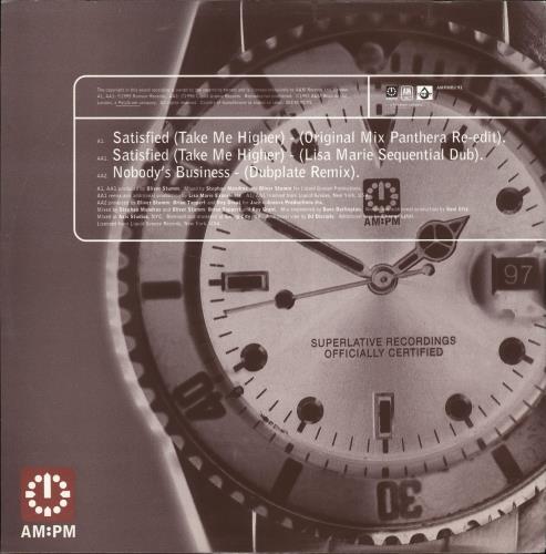 H2O Satisfied (Take Me Higher) 12" vinyl single (12 inch record / Maxi-single) UK H2012SA705878