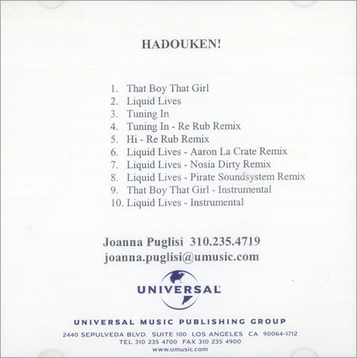 Hadouken! Accelerated Culture Mixes CD-R acetate US HD2CRAC502127