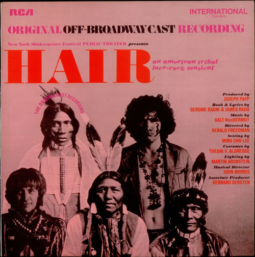 Hair (The Musical) Original Off Broadway Cast Recording UK vinyl LP