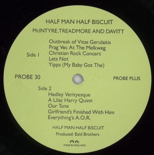 Half Man Half Biscuit McIntyre, Treadmore And Davitt - VG vinyl LP album (LP record) UK HHBLPMC870011