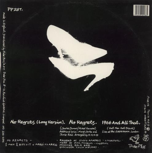 Half Man Half Biscuit No Regrets 12" vinyl single (12 inch record / Maxi-single) UK HHB12NO869041