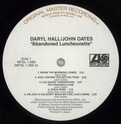 Hall & Oates Abandoned Luncheonette - Half-Speed Mastered vinyl LP album (LP record) US HNOLPAB880919