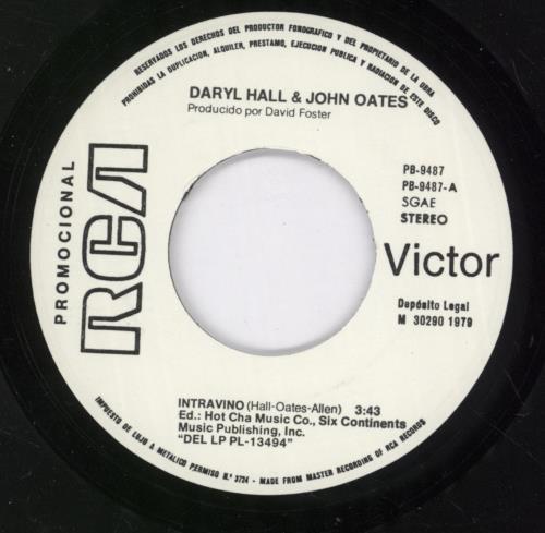 Hall & Oates Intravino 7" vinyl single (7 inch record / 45) Spanish HNO07IN891969