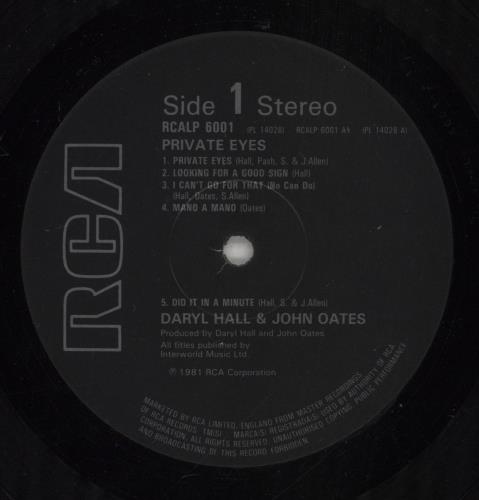 Hall & Oates Private Eyes vinyl LP album (LP record) UK HNOLPPR288028