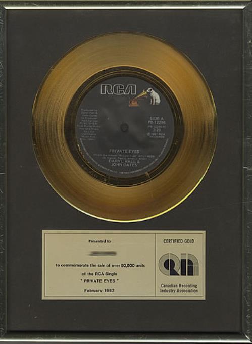 Hall & Oates Private Eyes award disc Canadian HNOAWPR398725