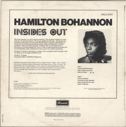 Hamilton Bohannon Insides Out vinyl LP album (LP record) UK HBOLPIN446824