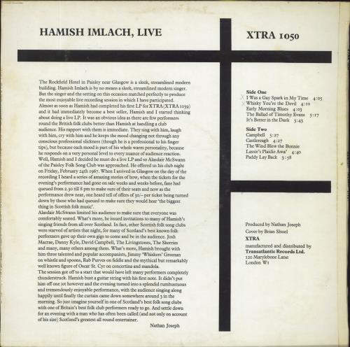 Hamish Imlach Live! vinyl LP album (LP record) UK IKNLPLI806966