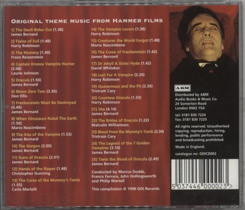 Hammer Horror The Hammer Film Music Collection - Volume One CD album (CDLP) UK I7WCDTH879661