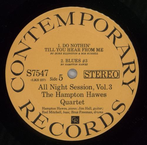 Hampton Hawes All Night Session! Volume 3 vinyl LP album (LP record) US HWWLPAL599635