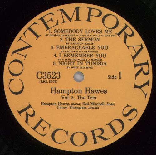 Hampton Hawes Everybody Likes Hampton Hawes Vol. 3: The Trio vinyl LP album (LP record) US HWWLPEV661324