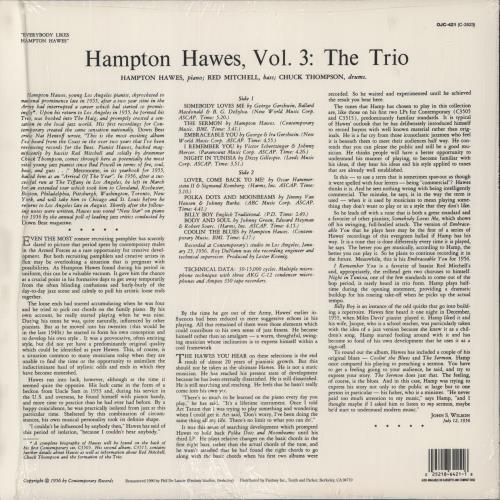 Hampton Hawes Everybody Likes Hampton Hawes Vol. 3: The Trio vinyl LP album (LP record) US HWWLPEV875562