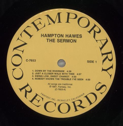 Hampton Hawes The Sermon vinyl LP album (LP record) US HWWLPTH566520
