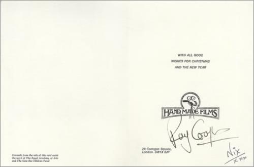 Handmade Films Christmas Card Autographed by Ray Cooper memorabilia UK HMFMMCH370971