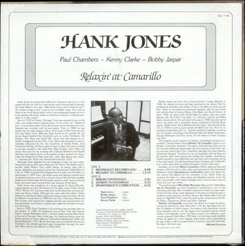 Hank Jones Relaxin' At Camarillo - Sealed vinyl LP album (LP record) US HNJLPRE520338