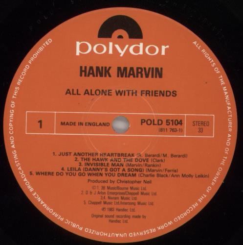 Hank Marvin All Alone With Friends vinyl LP album (LP record) UK HKVLPAL232874