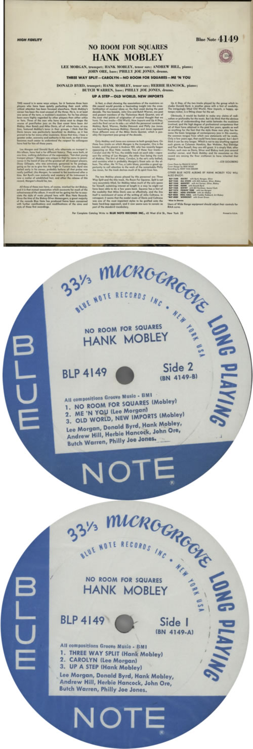 Hank Mobley No Room For Squares - NY vinyl LP album (LP record) US HMOLPNO611521