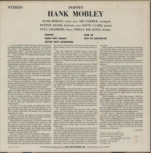Hank Mobley Poppin' vinyl LP album (LP record) Japanese HMOLPPO750369