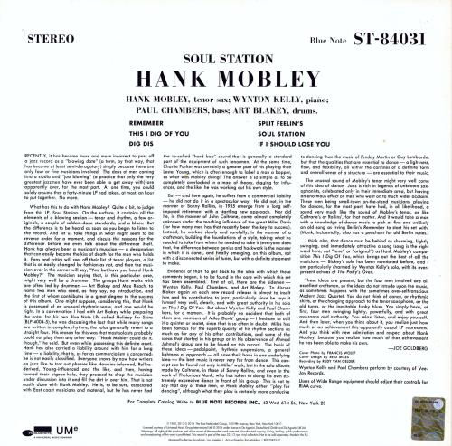 Hank Mobley Soul Station - 180gram vinyl + Booklet vinyl LP album (LP record) UK HMOLPSO832371
