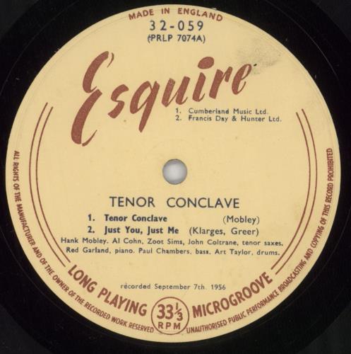 Hank Mobley Tenor Conclave vinyl LP album (LP record) UK HMOLPTE849546