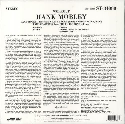 Hank Mobley Workout - 180gm vinyl LP album (LP record) US HMOLPWO850895