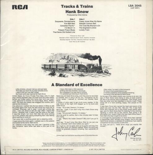Hank Snow Tracks & Trains vinyl LP album (LP record) UK HNWLPTR328698