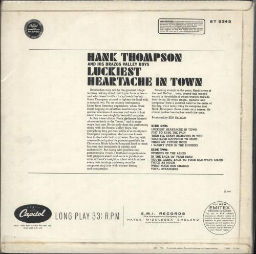 Hank Thompson Luckiest Heartache In Town vinyl LP album (LP record) UK H/TLPLU720777