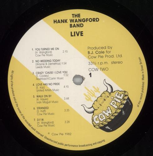 Hank Wangford Live vinyl LP album (LP record) UK HWALPLI498985