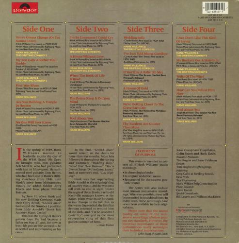 Hank Williams I'm So Lonesome I Could Cry: March 1949 - August 1949 2-LP vinyl record set (Double LP Album) US HNK2LIM800272