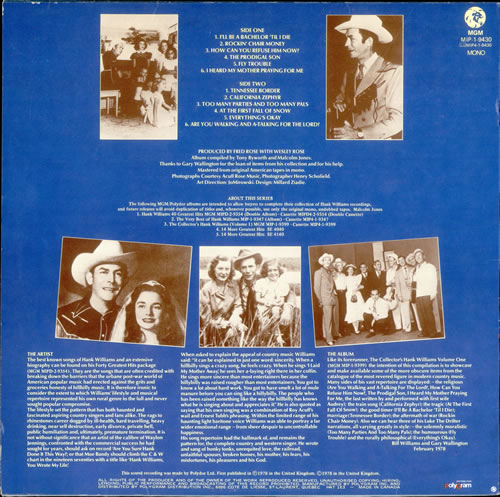 Hank Williams The Collector's Hank Williams Volume II vinyl LP album (LP record) Canadian HNKLPTH522978