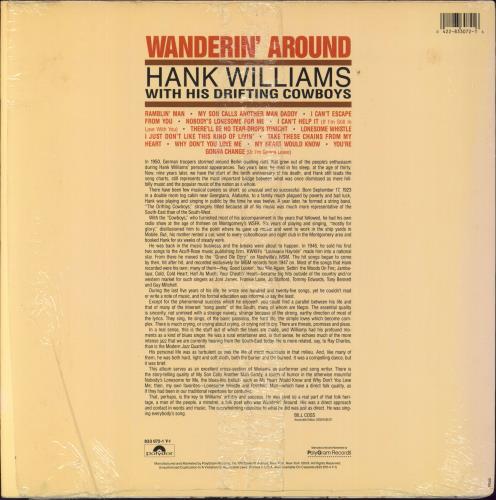 Hank Williams Wanderin' Around vinyl LP album (LP record) US HNKLPWA793626