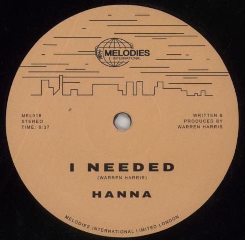 Hanna I Needed 12" vinyl single (12 inch record / Maxi-single) UK 2B312IN858194
