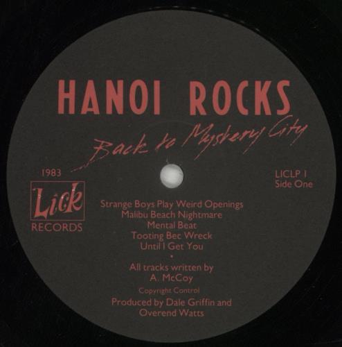 Hanoi Rocks Back To Mystery City + Lyric Inner and Merchandise Insert vinyl LP album (LP record) UK HANLPBA852205