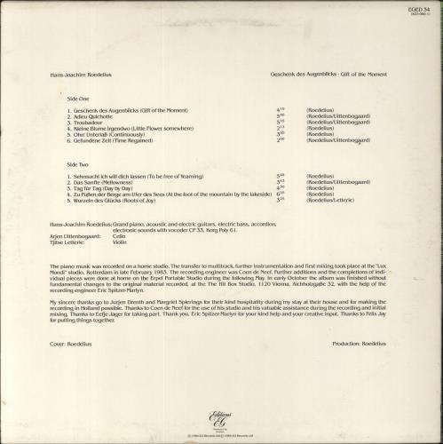 Hans-Joachim Roedelius Geschenk Des Augenblicks - Gift Of The Moment vinyl LP album (LP record) UK ROELPGE546966