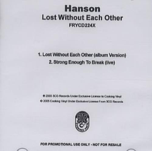 Hanson Lost Without Each Other CD-R acetate UK HSOCRLO320503