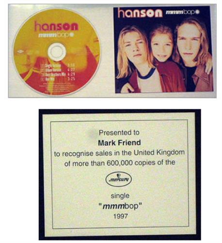 Hanson Mmm Bop award disc UK HSOAWMM130127