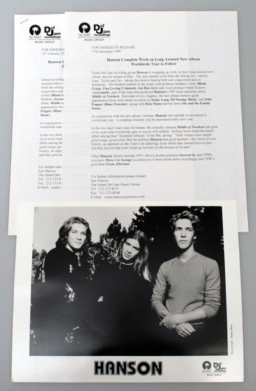 Hanson This Time Around media press pack US HSOPPTH160163