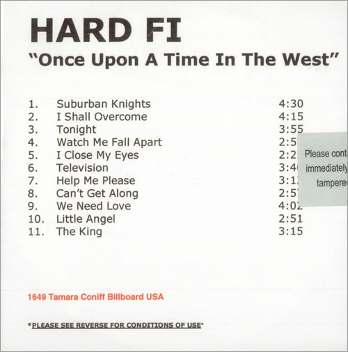 Hard-Fi Once Upon A Time In The West CD-R acetate US H0-CRON502509