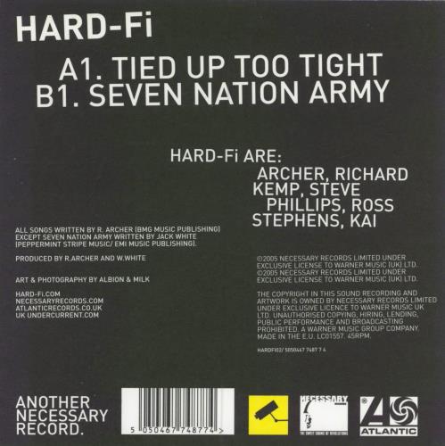 Hard-Fi Tied Up Too Tight - Yellow Vinyl + Autographed 7" vinyl single (7 inch record / 45) UK H0-07TI464002