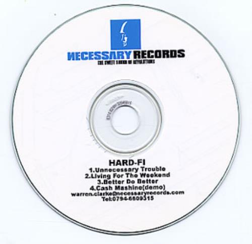 Hard-Fi Unnecessary Trouble - Demo CD-R acetate UK H0-CRUN331878