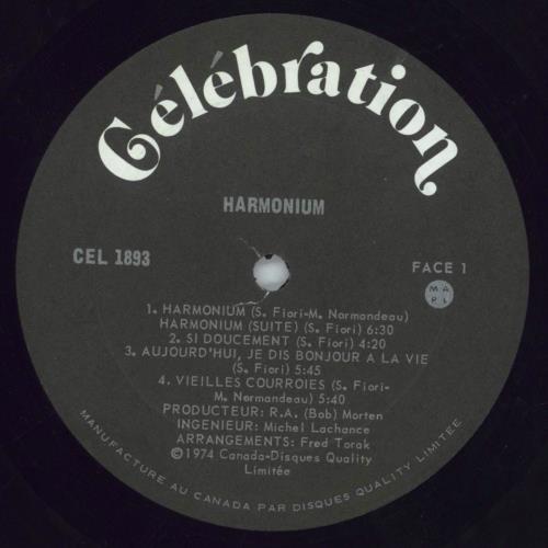 Harmonium Harmonium vinyl LP album (LP record) Canadian HHSLPHA817442