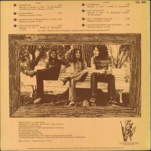 Harmonium Harmonium vinyl LP album (LP record) Canadian HHSLPHA817442