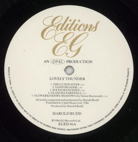 Harold Budd Lovely Thunder - Opened shrinkwrap vinyl LP album (LP record) UK UDDLPLO864739