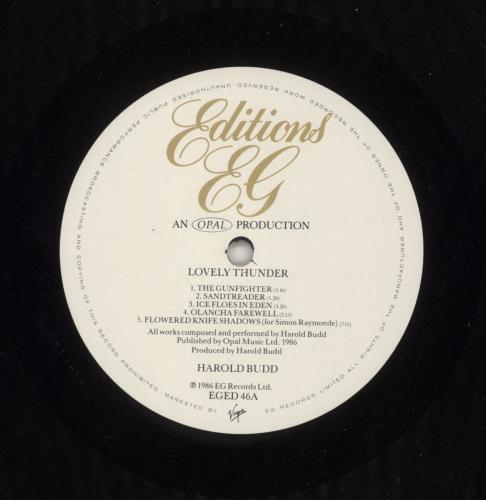 Harold Budd Lovely Thunder - VG vinyl LP album (LP record) UK UDDLPLO868430